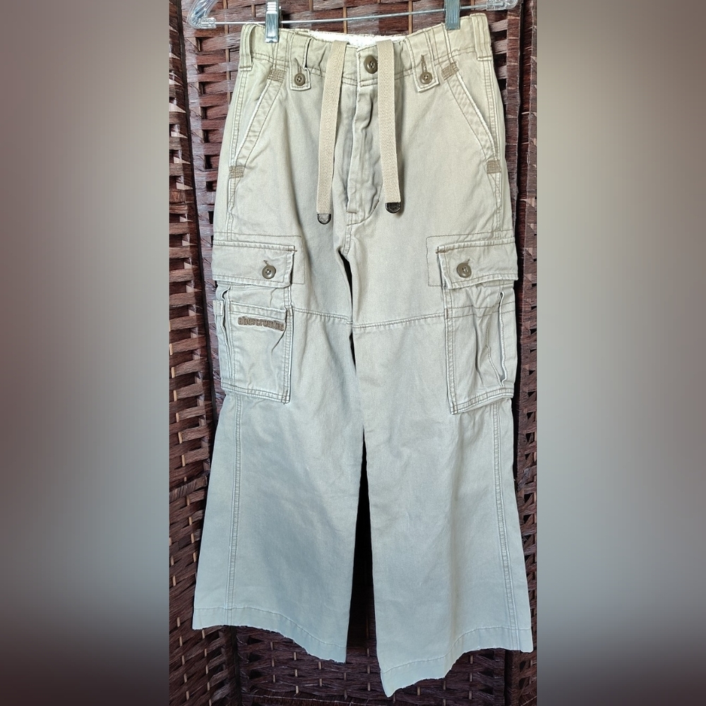 Vintage Abercrombie Cargo Pants Youth 12 Slim Khaki Y2K Baggy Pockets